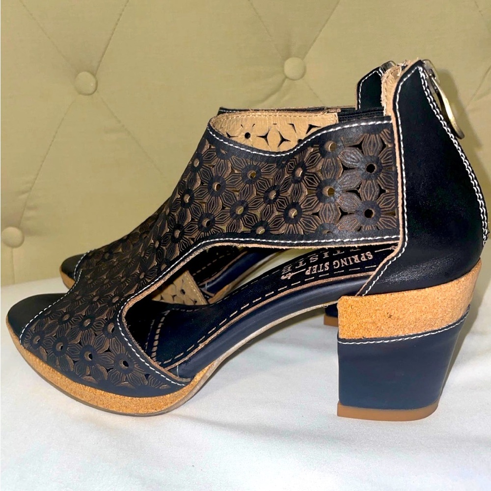 Women's L'Artiste by Spring Step Hibiskus Open Toe Bootie High Heel Sz 9.5 EU-40